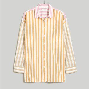 Madwell Mixed Stripe Signature Poplin Oversized Shirt - Small